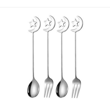 A set of 8 silver colored spoons