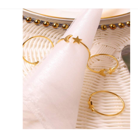  Luxury Gold Moon Napkin Rings Set - 4 Pieces
